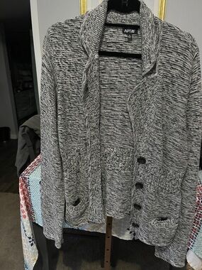 Apt. 9 Black and White Marled Button-Up Cardigan